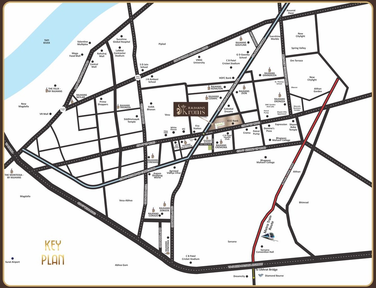 Key plan — Rajhans Kronis, VIP Road, Vesu, Surat